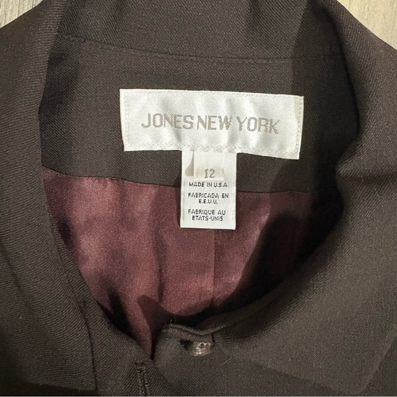 Vtg Jones New York Brown Wool Blazer Made in USA Women’s Size 12 Career Academia - Picture 8 of 15